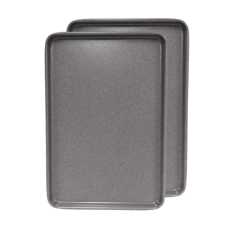 casaWare 2pc Ultimate Commercial Weight 15 x 10 x 1-Inch Cookie Sheet Set (Silver Granite) - Image 2